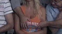 Unbelievable Blonde with huge Boobs groped in the Movie Theatre !!!